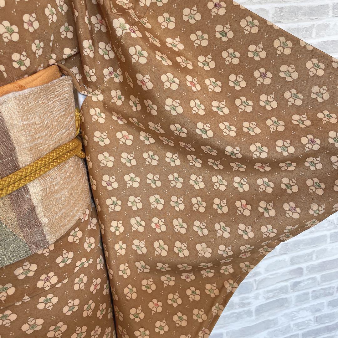 紬　フルセット　横見梅　小梅　小紋　かわいい　バチ衿　着物　H6