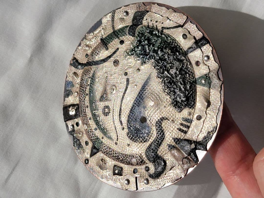 上枝久 希少 作家作品 純銀粘土 シルバー ブローチ