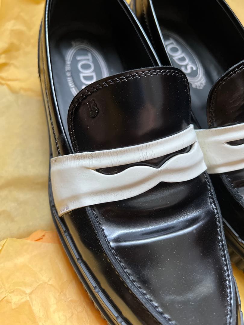 専用】トッズ TOD'S ローファー 本革 黒 白 コンビ ローファー 37
