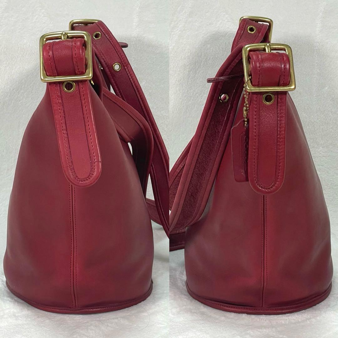 希少✨ コーチ ショルダーバッグ バケツ型 レザー 赤 9953 オールド