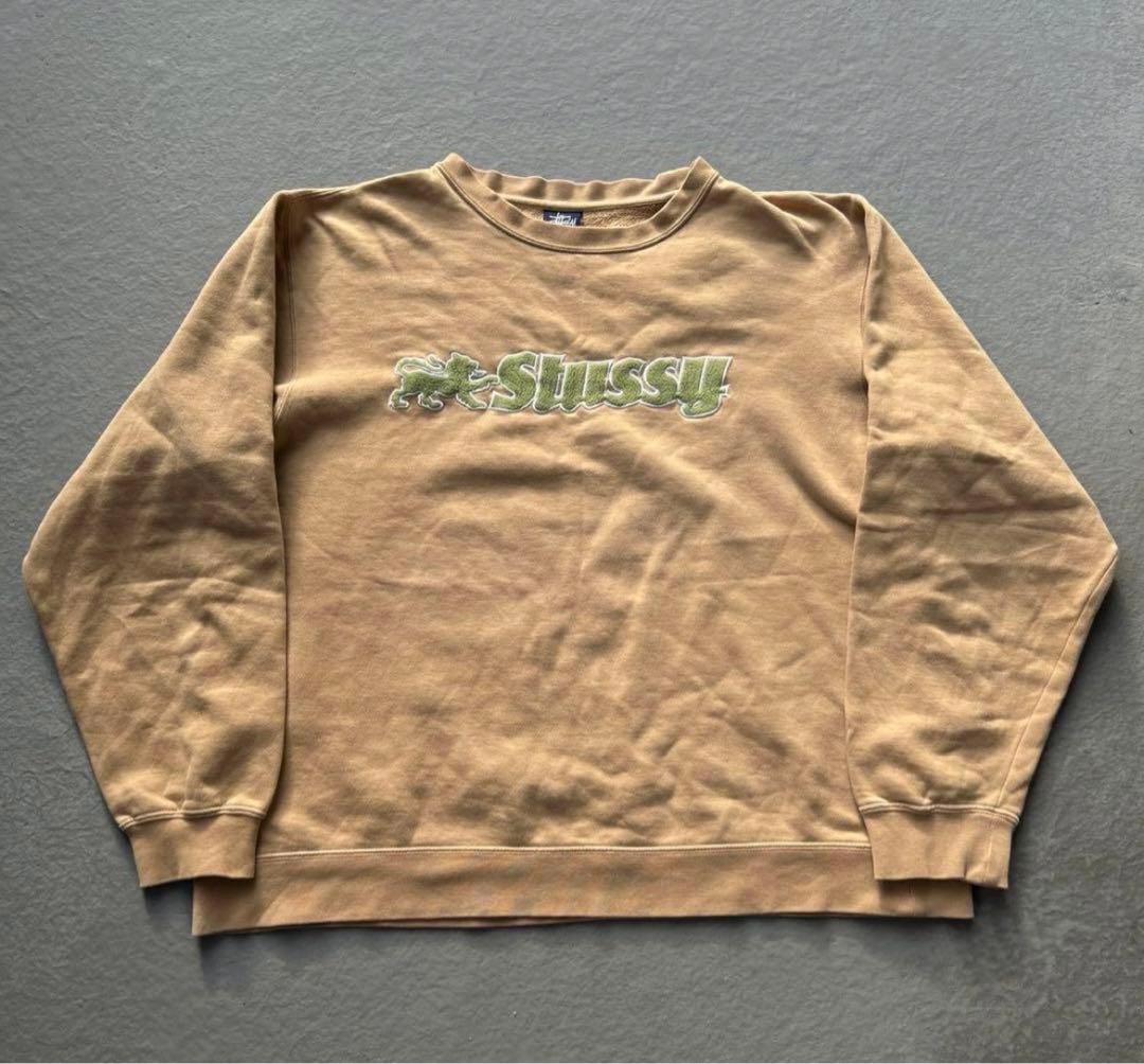 old stussy 90s 紺タグ ビンテージスウェット ベージュ 好配色 - メルカリ