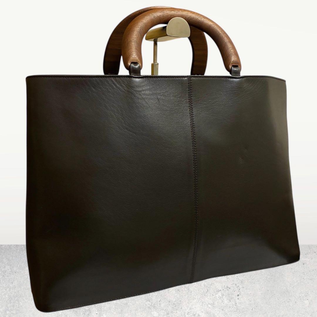 希少/A4!JURGEN LEHL ヨーガンレール ウッドハンドル トートバッグ