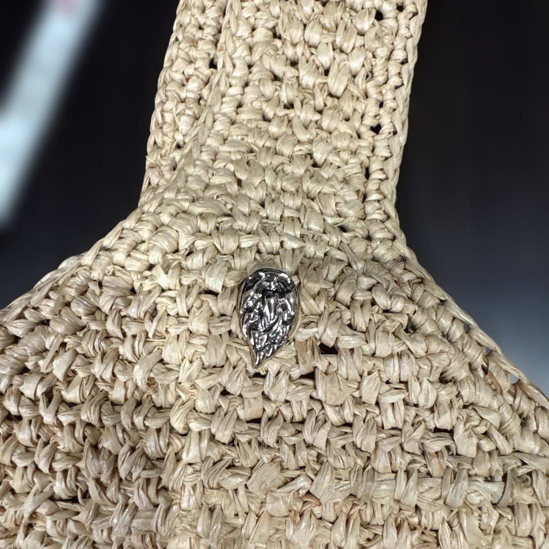 ストロー かごバッグ シルバー装飾 - バッグ安い