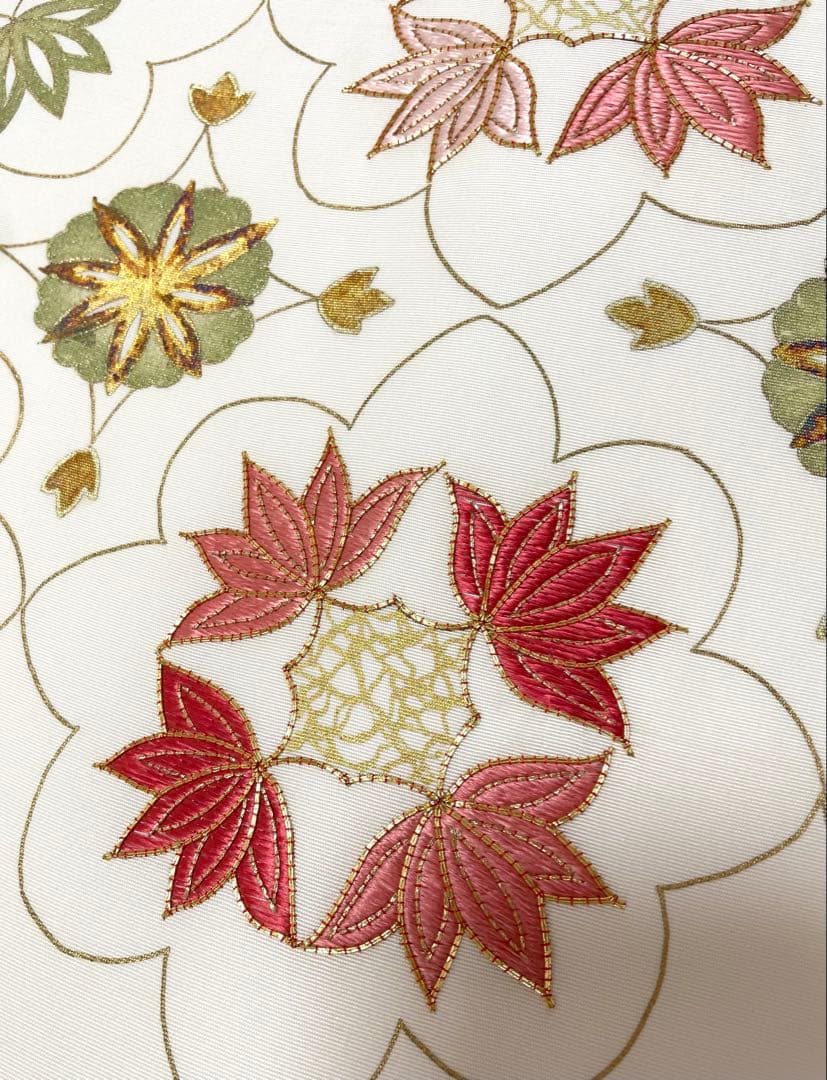 刺繍が美しい塩瀬九寸名古屋帯◇手刺繍 正絹 オフホワイト - メルカリ