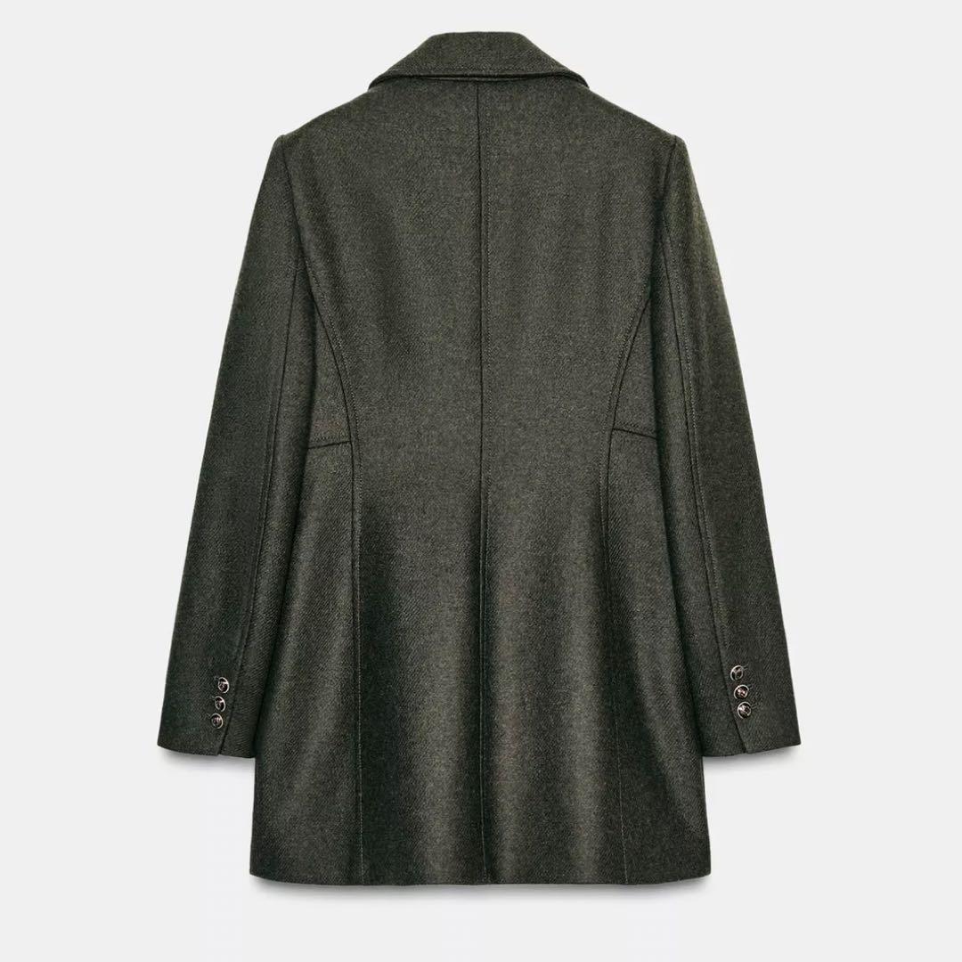 ZARA ウールダブルブレストコート 新品 XS カーキ - メルカリ