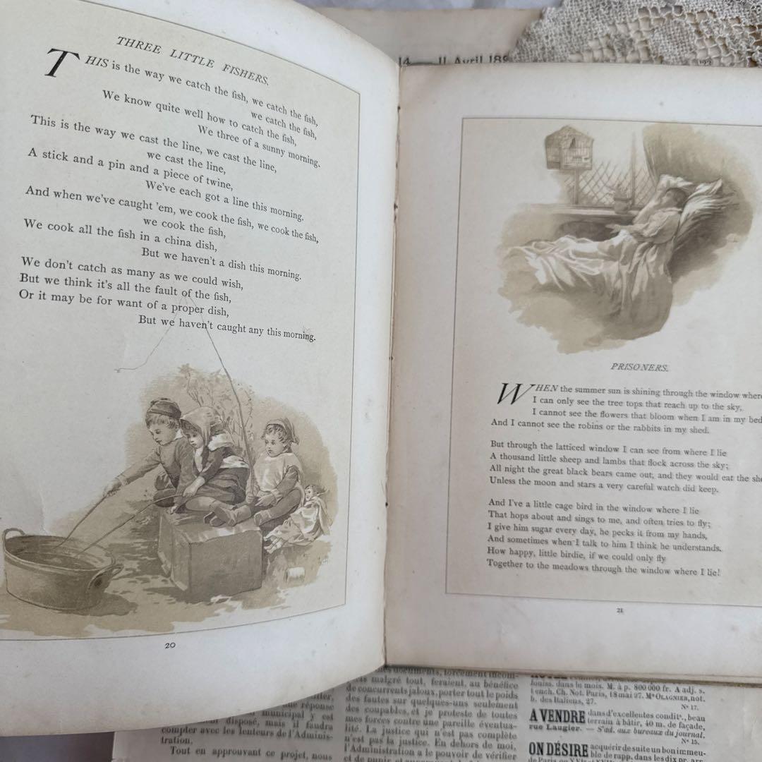 稀少1886年 美しいアンティーク絵本ヴィクトリアン洋書ジャンク