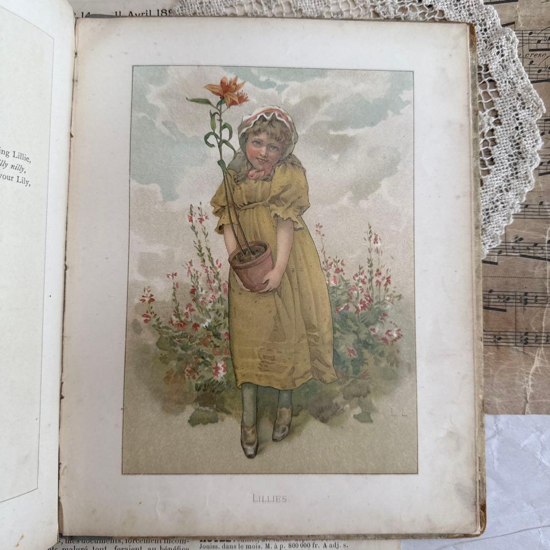 稀少1886年 美しいアンティーク絵本ヴィクトリアン洋書ジャンク