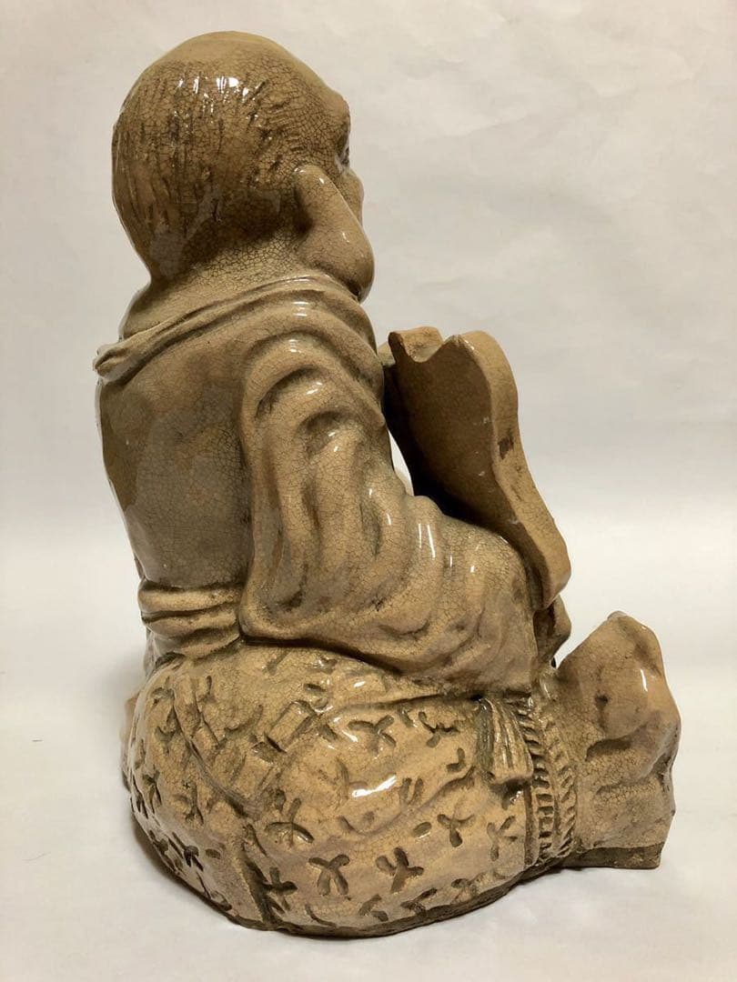 布袋座像 萩焼 天保年代 江戸 十代三輪休雪 箱書 古萩 - メルカリ