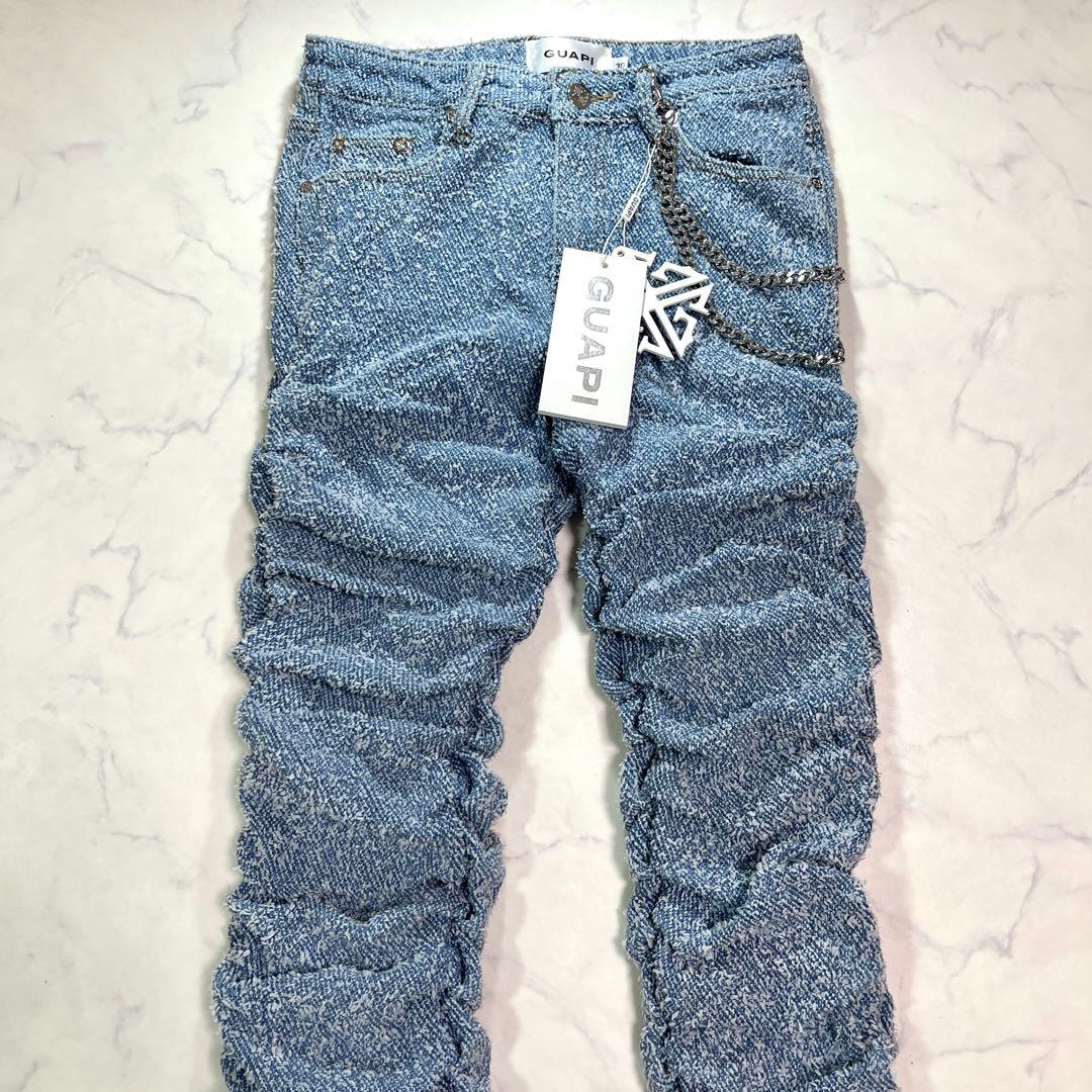 グアピ GUAPI スカイブルー スーパースタックデニム 新品 チェーン付
