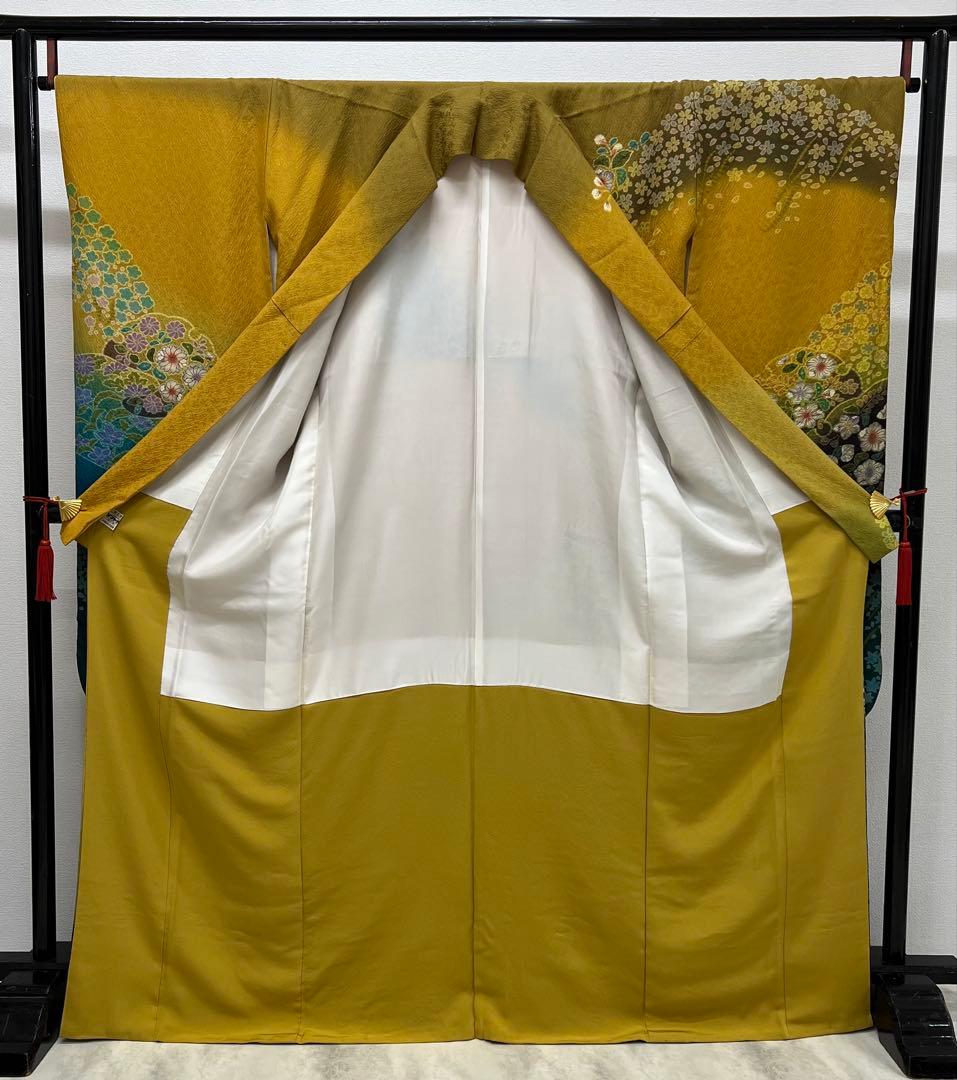 振り袖 フルセット 別誂長襦袢 辻ヶ花 金彩加工 成人式 暈し 辛子色