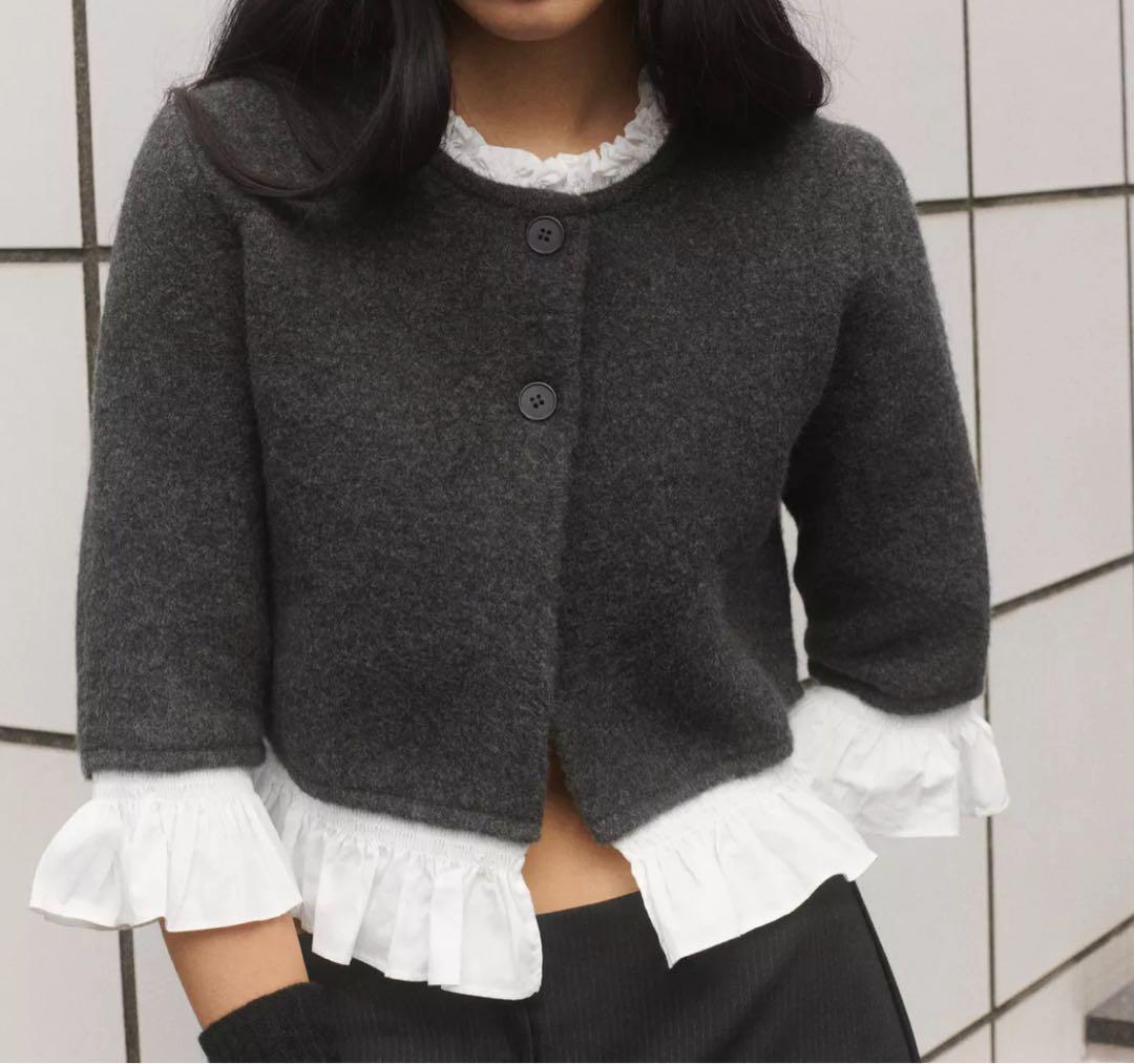 ZARA ポプリンコンビニットジャケット - メルカリ