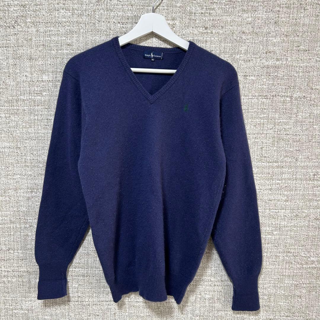 Ralph Lauren ネイビー Vネックセーター M - メルカリ
