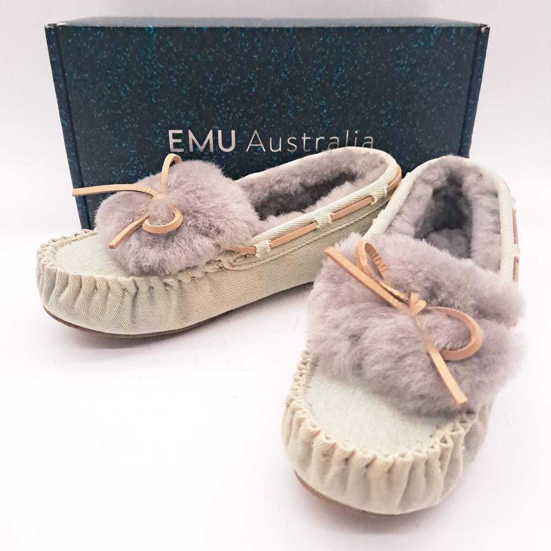 エミューオーストラリア Amity Cuff モカシン デニム 25cm ファー
