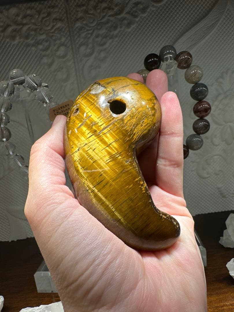 天然石 タイガーアイ 勾玉 大型 234g ☆タイガーアイ勾玉(まがたま)天然石☆