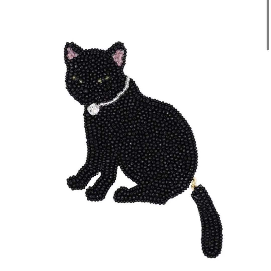 小林モー子 ブローチ maison des perles ビーズ 黒猫 ピン - メルカリ