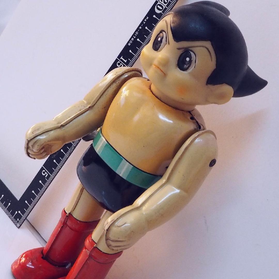 旧バンダイ【鉄腕アトム 動作確認済】当時物ブリキ製ゼンマイ歩行人形