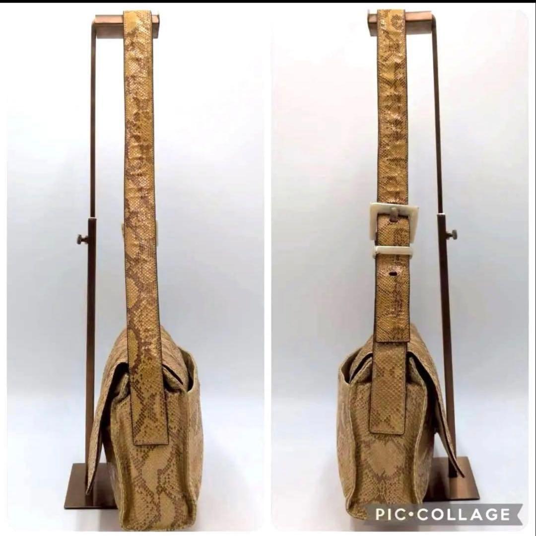 ✨PRADAプラダ✨パイソンショルダーバッグ 肩掛け・斜め掛けベージュ系