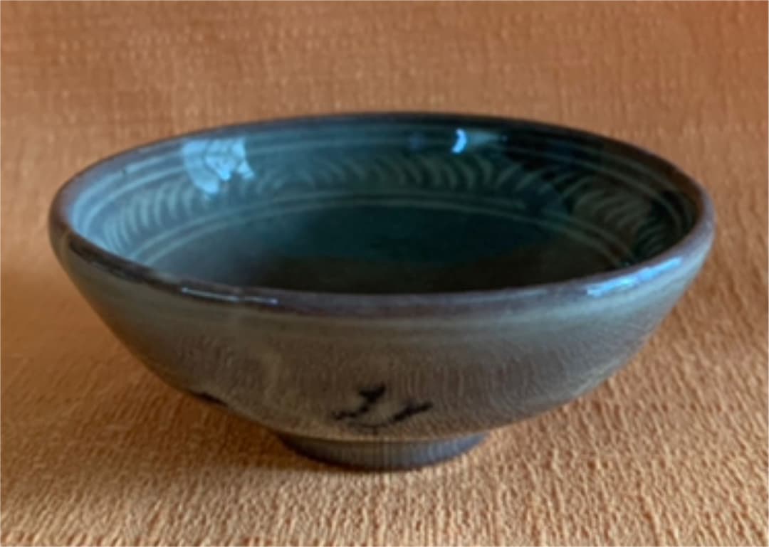 仁阿弥道八 作 三島手雲鶴文盃