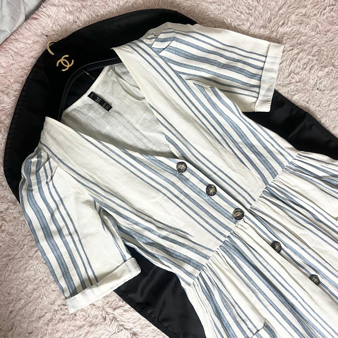 50 マディソンブルー ブラウス ボタンダウン シャツ ロゴ刺繍 ネイビー