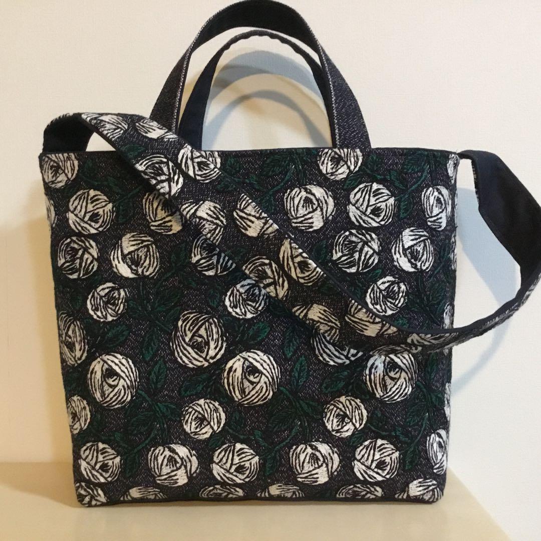 ミナペルホネンrosy ネイビー 2Way肩掛けショルダーバッグハンドメイド