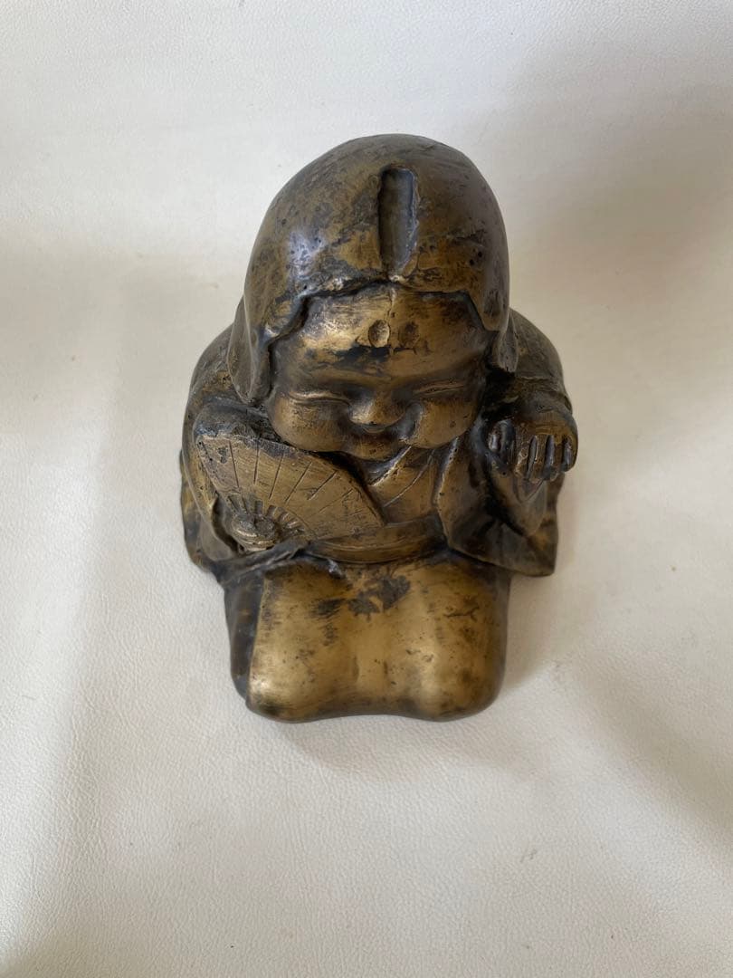 お福さん おかめ お多福 裏絵あり 春画人形 縁起物 非鉄金属？ 中古品