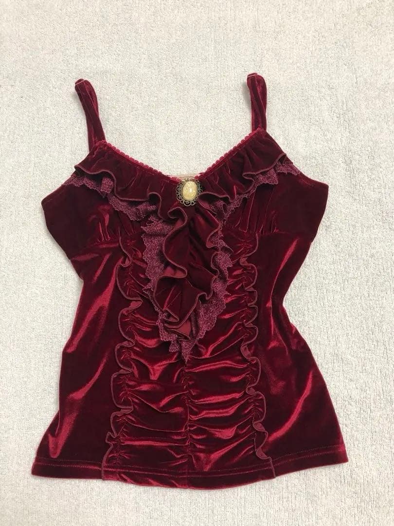 希少旧タグLIZLISAキャミソール フリル付き 厚手 ワイン 姫系 - karlan