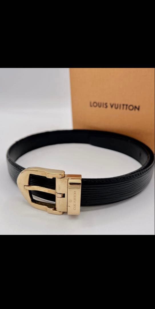 ルイヴィトン サンチュール レザーべルト ゴールドバックル　黒　110 44 LOUIS VUITTON（ルイ・ヴィトン） 【フラッシュSALE☆30％OFFクーポン