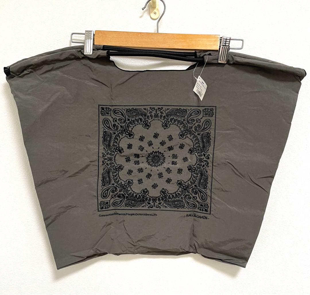 Ball＆Chain ボール＆チェーン バンダナ柄 エコバッグ グレー Lサイズ