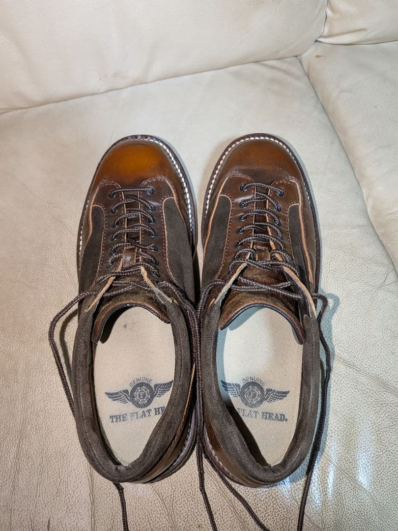 THE FLAT HEAD レザーシューズ ブラウン 切り替えし 革靴