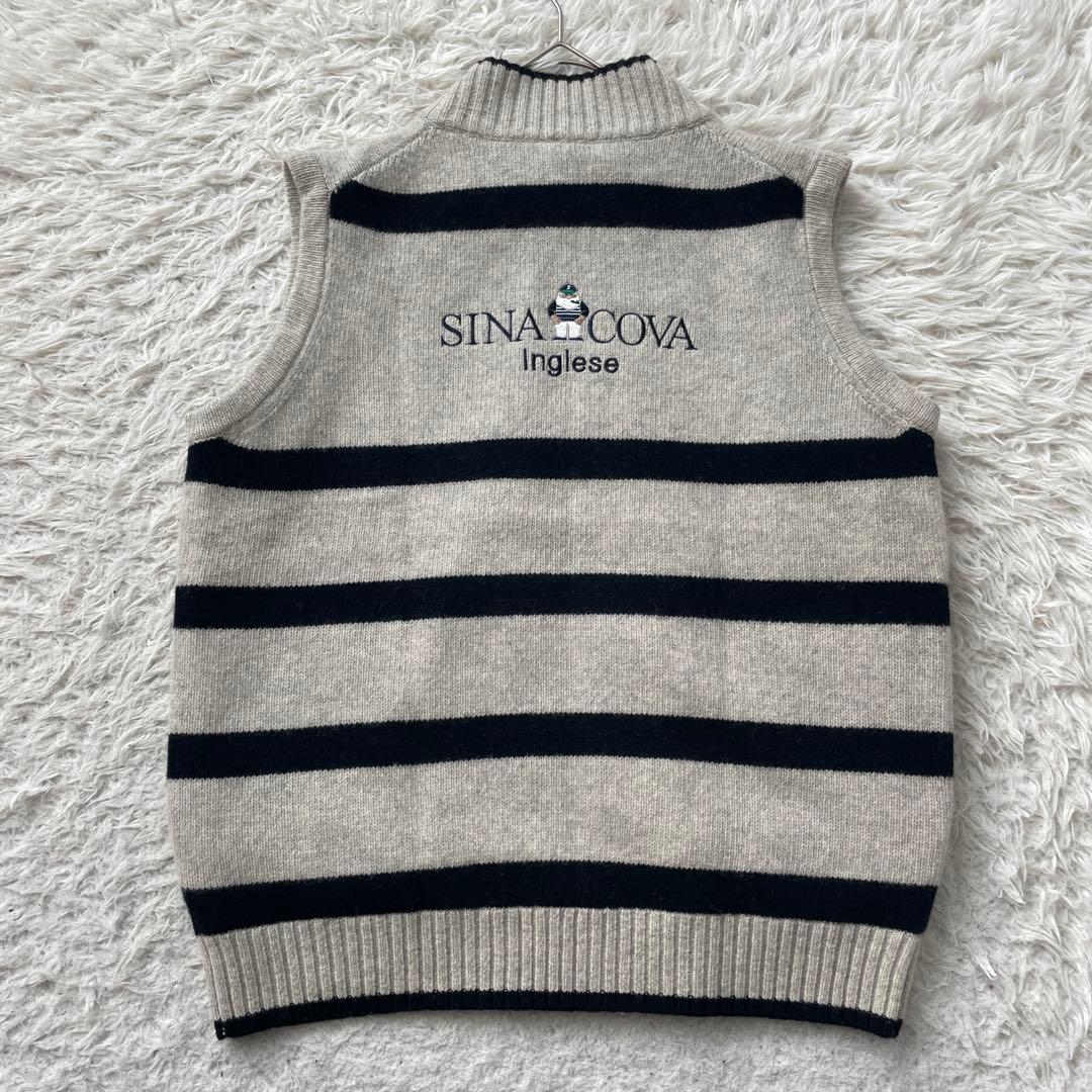 SINACOVA ボーダー 刺繍 ウール ベスト SINACOVA ボーダー 刺繍 ウール
