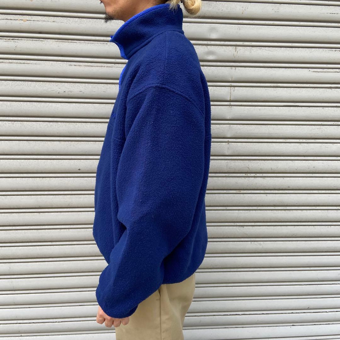 L.L.Bean☆ハーフスナップフリース☆90s☆筆記体ロゴ☆紺☆L相当