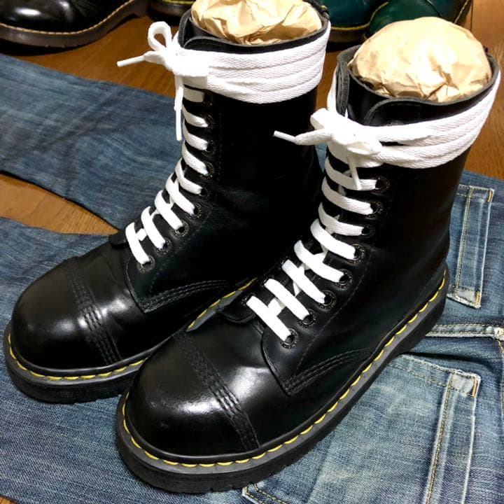 ドクターマーチン 10ホール スチールトゥ 復刻版 UK5 厚底 クレイジー