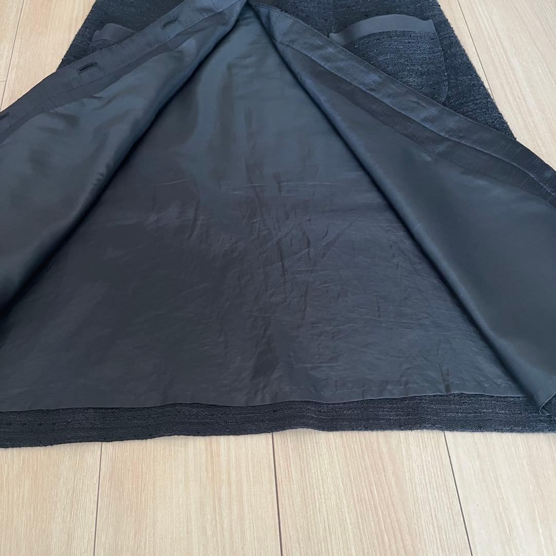 美品 23春エムズグレイシー フラワーボタンツイードワンピース