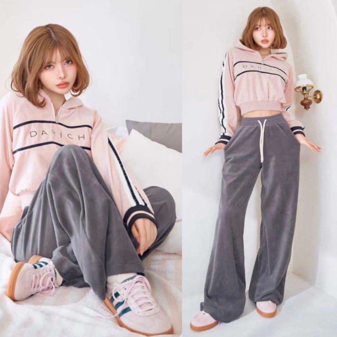 新品】ダーリッチ ベロアパンツ ラインベロアショートフーディ