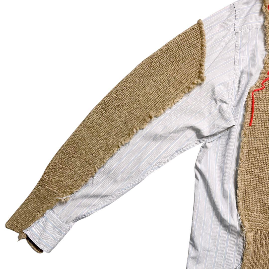 美品【メゾンマルジェラ】22AW ニット ドッキング レイヤード シャツ