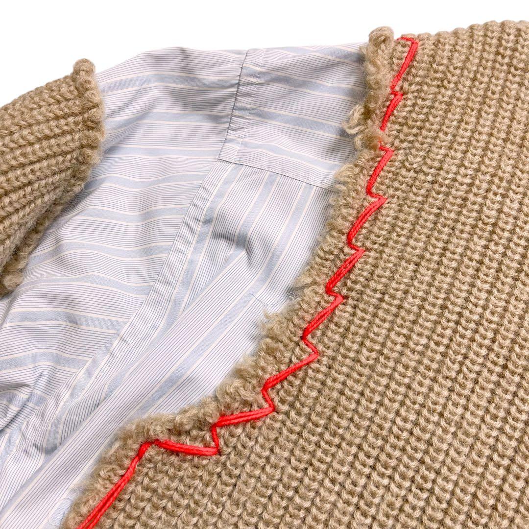 美品【メゾンマルジェラ】22AW ニット ドッキング レイヤード シャツ