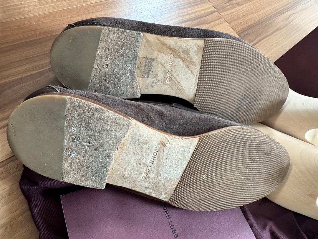 ジョンロブ ブラウン スエード レザー ローファー コインローファー