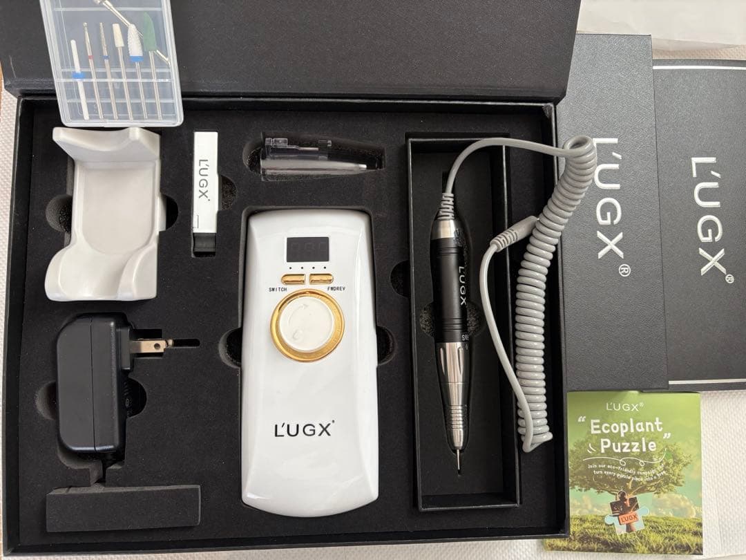 L'UGX 電動ネイルマシン マシーン 低騒音 低振動 8ビット付き　ホワイト 楽天市場】L'UGX 電動ネイルマシン ワイヤレス充電式 35000RPM