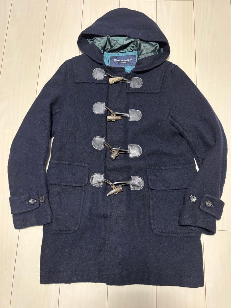 コムデギャルソンオム　縮絨　ダッフルコート　ネイビー　XS コムデギャルソンオムCOMME des GARCONS HOMME 縮絨ウールフーディー
