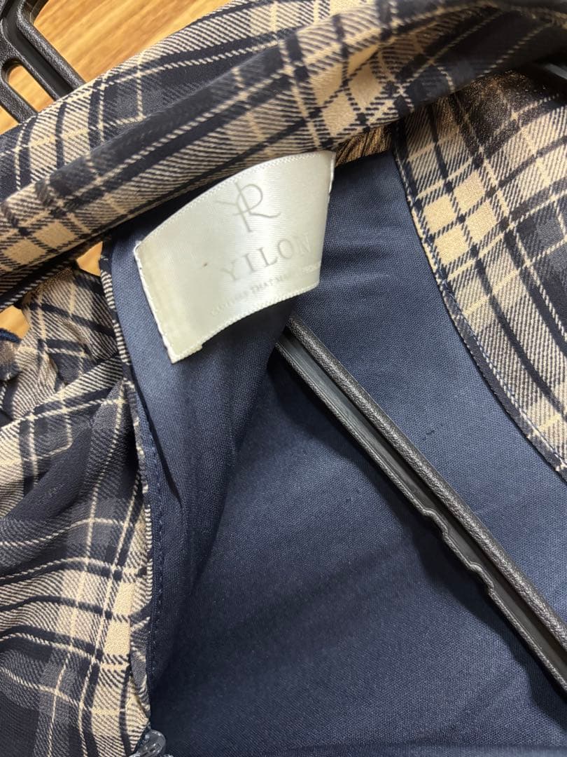 YILON MADE イロンDOLCE CHECK OP ワンピース NAVY