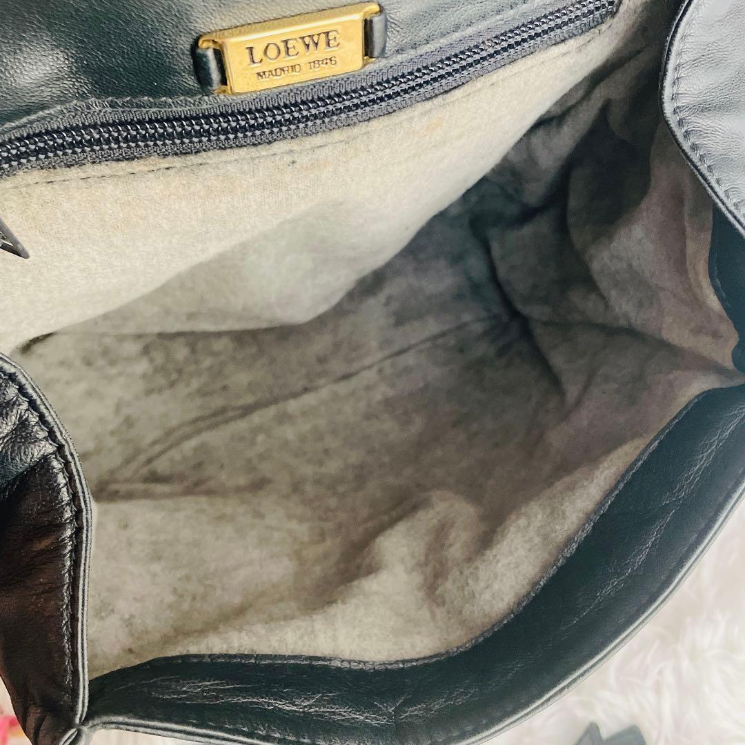 希少⭐︎LOEWE ネイビー アナグラム ナッパレザー 本革 ショルダー