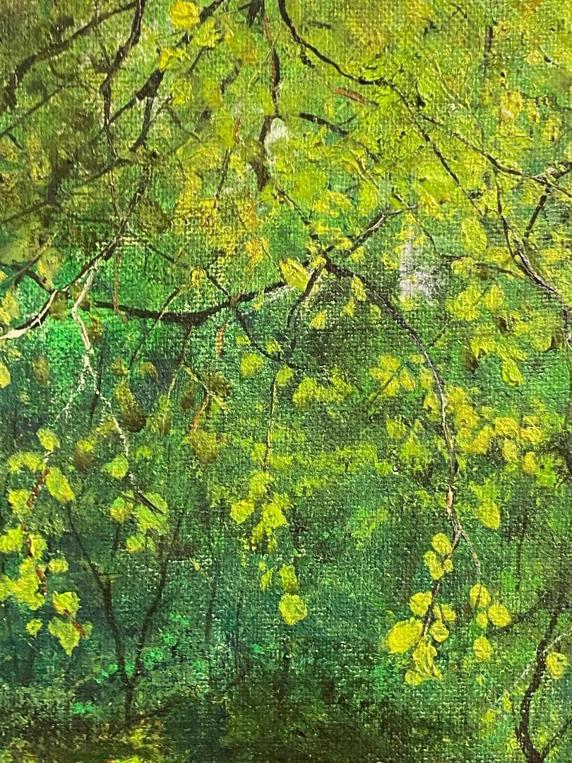 真作」北川欽造「三乱の流れ」風景画 絵画 油彩画 額装 サイン有り F10