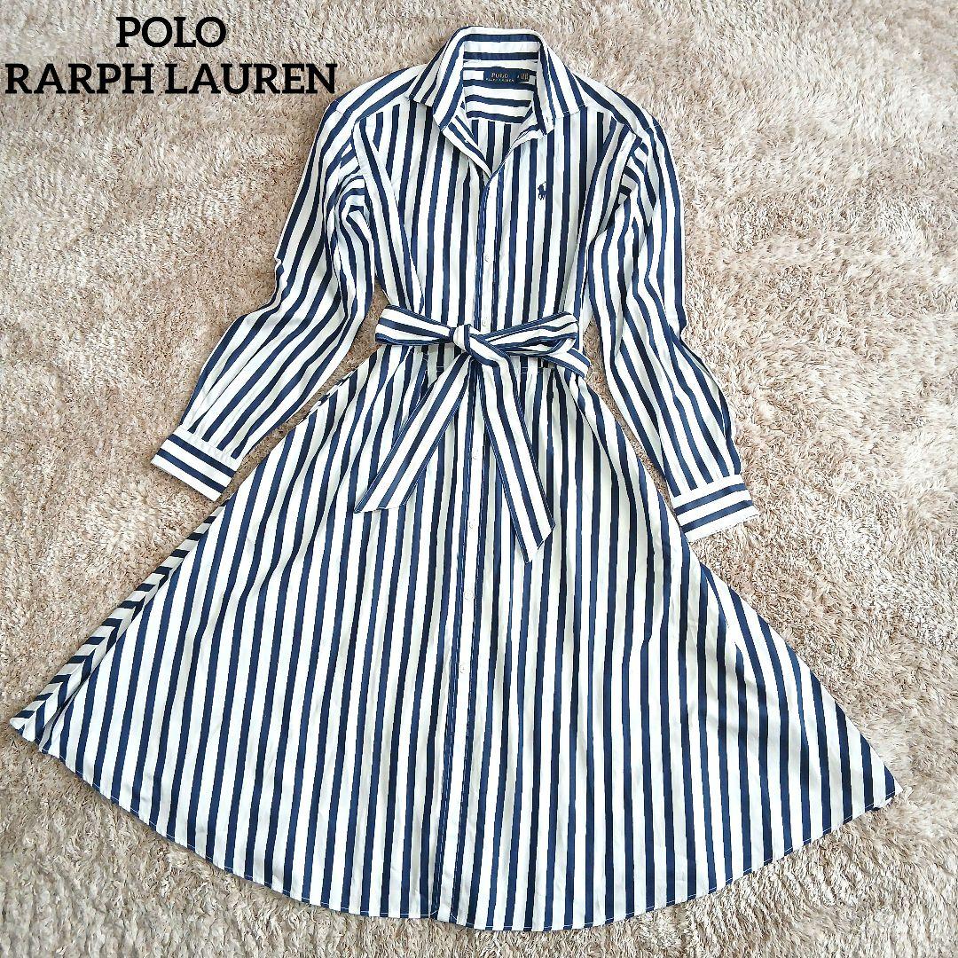現行タグ ポロラルフローレン ワンピース ストライプ リボン ホース