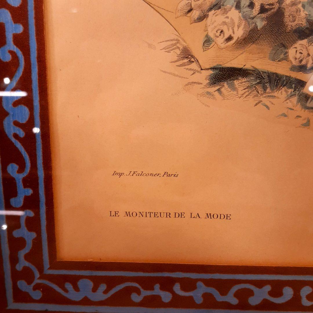 貴重1900年作品絵画『100年前のフランス貴婦人』手彩色アンティーク