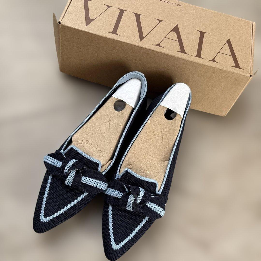 VIVAIA ネイビー リボン付き フラットシューズ リボン付きシューズ – VIVAIA JAPAN