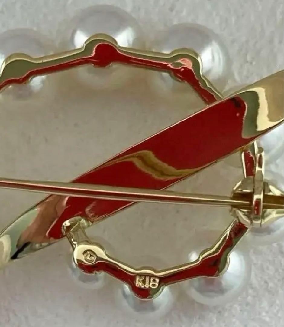 極美品】ミキモト パール ブローチ K18YG 現行品 ケース・外箱 愛子様