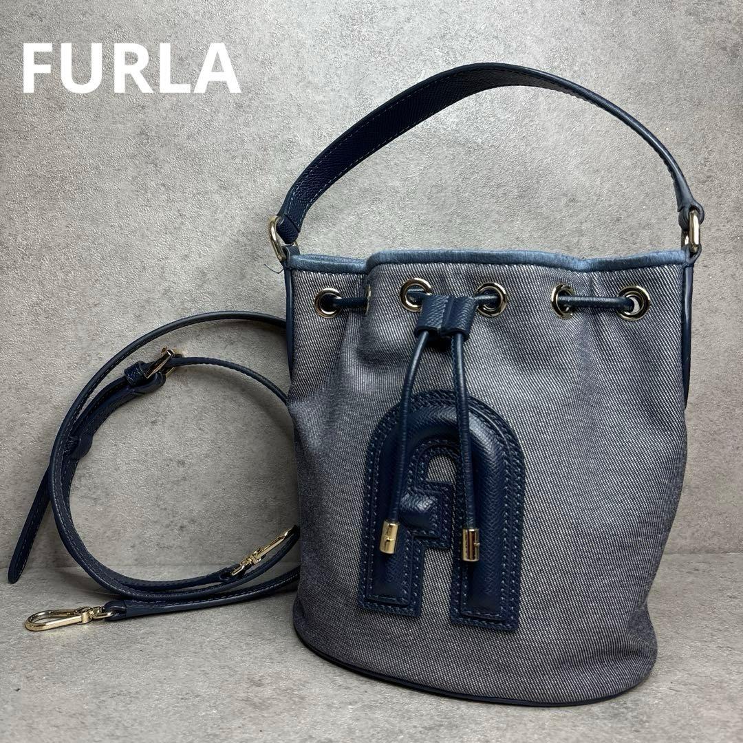 現行品 FURLA フルラ 2wayショルダーバッグ クリオ アーチロゴ デニム 現行品 FURLA フルラ 2wayショルダーバッグ クリオ アーチロゴ デニム