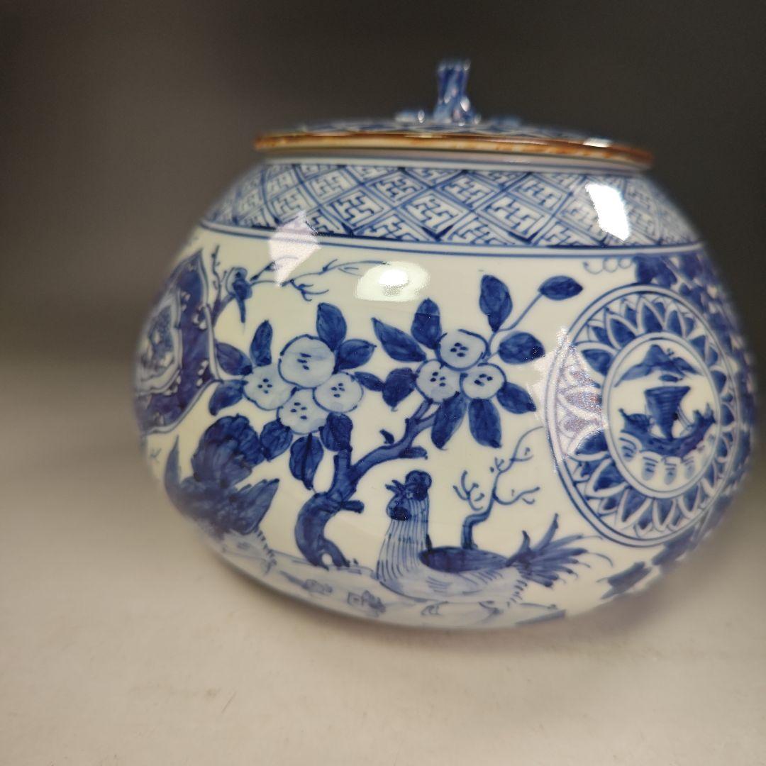 イ864 水指『平安 高野昭阿弥造』『青華 祥瑞写染付密柑 水指 共箱