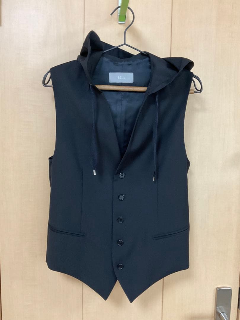 ディオールフード付き黒ベスト 未使用品 ディオール Dior 23AW カナージュ エコファー中綿フード