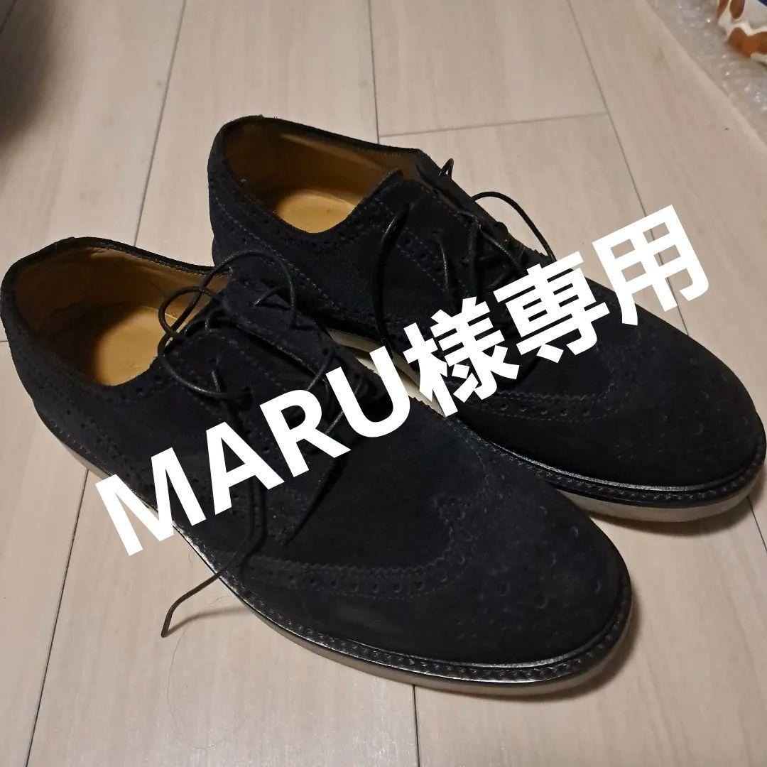 ジョルジオアルマーニ黒 スエード シューズ　ウィングチップ 英国流 / スエード内羽根ウイングチップシューズ ブラック | ONLY